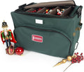 TreeKeeper Stack & Lock™ Green Christmas Ornament Storage Box Holds 72 Ornaments up to 4" Diameter, 3 Removable Trays with Separators, Top Pocket