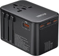 Universal Travel Adapter, VINTAR 100W GaN International Power Adapter with 3 USB C PD and 1 USB A QC, All in One Plug Adapter, Travel Adapter Worldwide for EU/UK/USA/AUS(Type C/G/A/I)