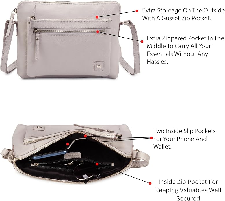 Wise Owl Accessories Small Soft Pebbled Real Leather Crossbody Handbags Purses Sling Crossover Shoulder Bag