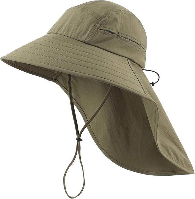 Home Prefer UPF 80+ Sun Hat for Men Women Wide Brim Sun Hat with Neck Flap Summer Safari UV Protection Gardening Fishing Hat