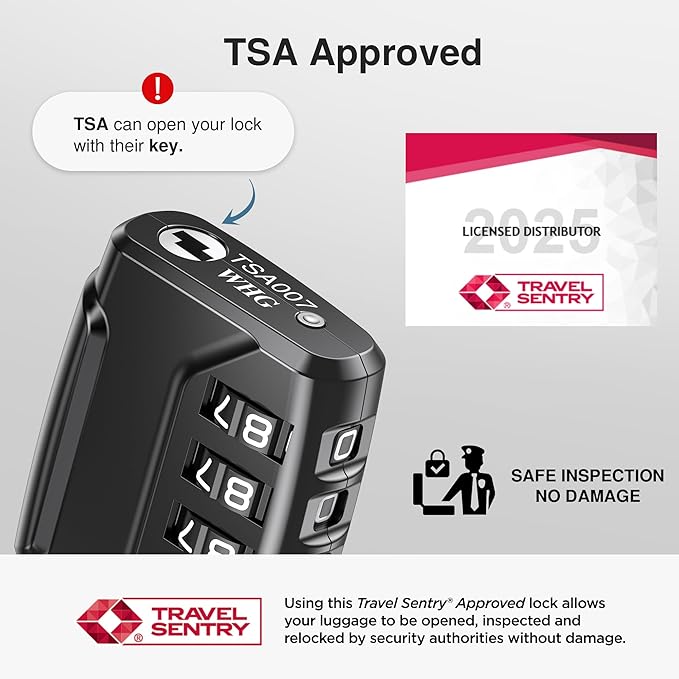 Puroma 6 Pack TSA Approved Luggage Locks, 4 Digit Combination Travel Locks Resettable Code Lock with Zinc Alloy Body for Suitcase, Toolbox, Backpack, Bag, Gym Locker (Black)