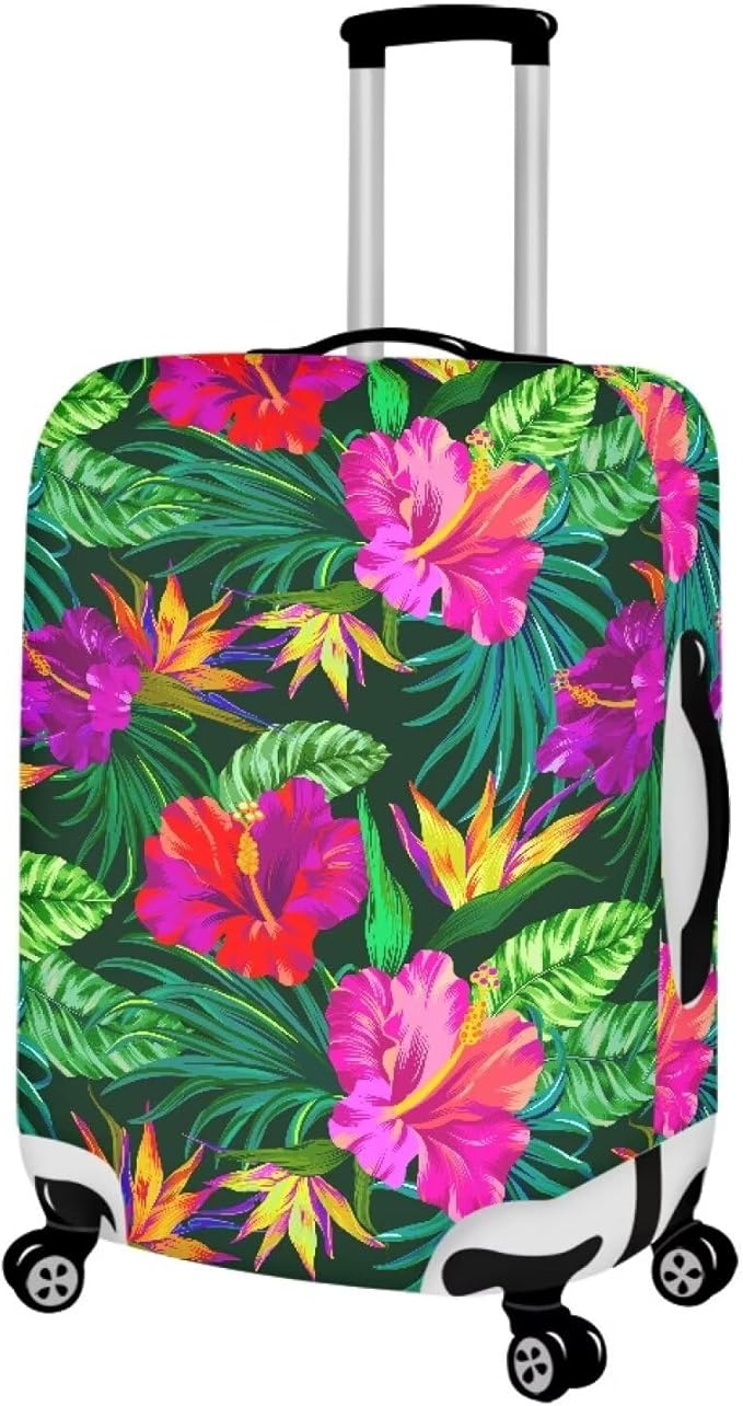 Tropical Floral Leaf Print Suitcase Cover Womens Travel Luggage Protector Cover Suitcase Baggage Decoraitve Covers for 18-21 inches