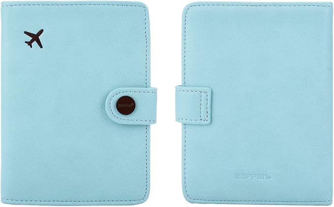 ZOPPEN Passport Holder Women, Passport Cover Travel Wallet Rfid Blocking Passport Wallet Cover Case Travel Essentials Document Organizer, Paradise Blue