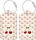 Fintie Luggage Tags, Privacy Cover ID Label with Stainless Steel Loop and Address Card for Travel Bag Suitcase - Cherry (2 Piece)