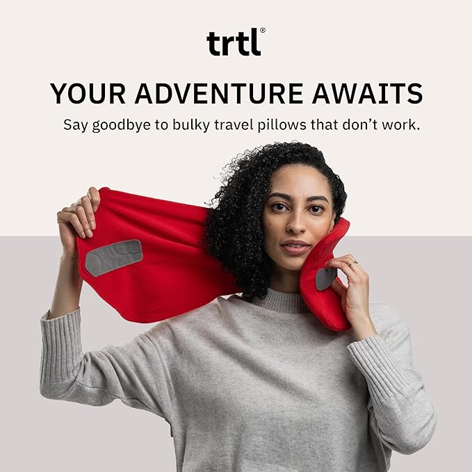 trtl Pillow - Scientifically Proven Super Soft Neck Support Travel Pillow - Machine Washable - Red