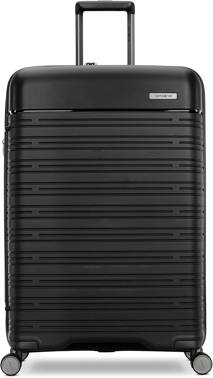 Samsonite Elevation Plus - Large Hardside Luggage - Scratch Resistant Polypropylene Shell, RightHeight™ Adjustable Handle, Integrated AirTag Holder, TSA Lock, WetPak™ Compartment - Triple Black