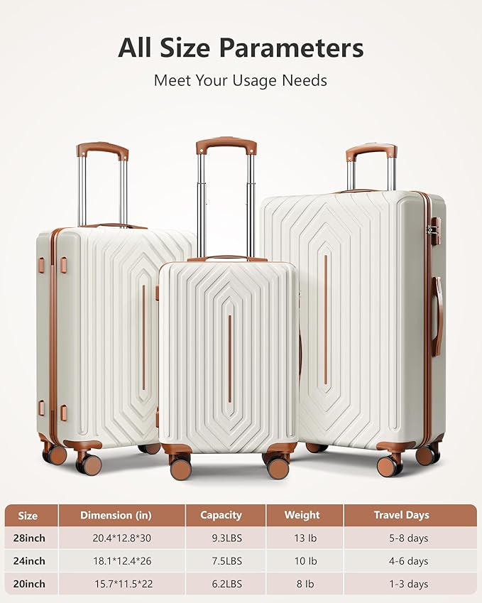 28 inch Luggage Hardside and Lightweight Suitcase with Spinner Wheels TSA Lock for Travel Business,Orange With Black