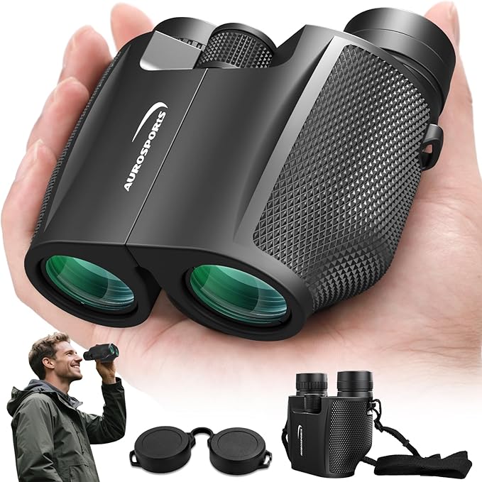 12x32 Compact Binoculars for Adults Kids - Aurosports Small Binoculars for Birdwatching - High Power Easy Focus Lightweight Binocular for Traveling Hunting Cruise Ship Hiking