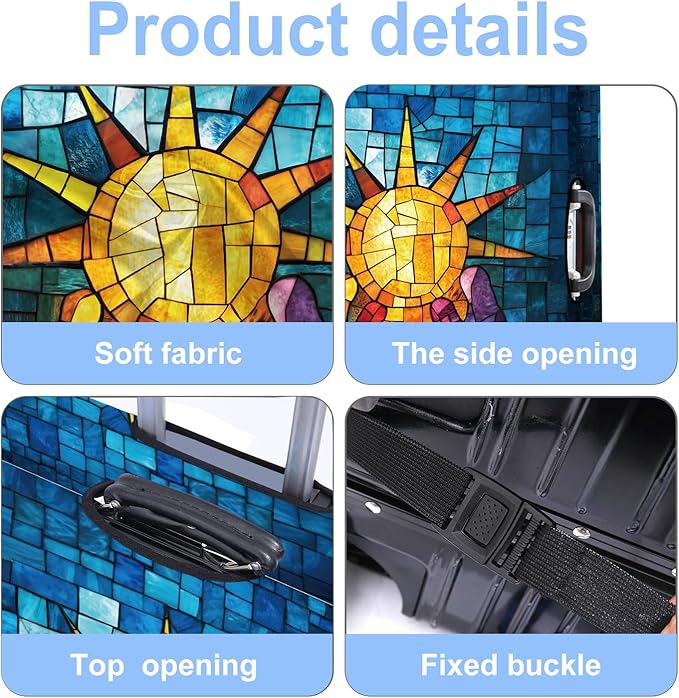 Luggage Cover Washable Suitcase Protector Anti-scratch Suitcase cover Fits 20-34 Inch Luggage (Sun, XL(32-34inch suitcase))