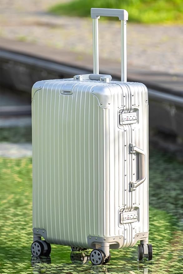 HotWay 20 Inch All Aluminum Carry On Luggage with Wheels, Hard Shell Zipperless Suitcase with TSA Locks, Silver Travel Luggage (22x14x9 Airline Approved)