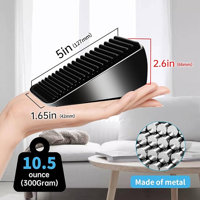 Heavy Duty Tall Door Stop Wedge - Large Door Stopper, Door Stoppers for Bottom of Door, Tall up to 2.6 in, Zinc Alloy and Silicone Made Suits Any Heavy Door Any Smooth Floor