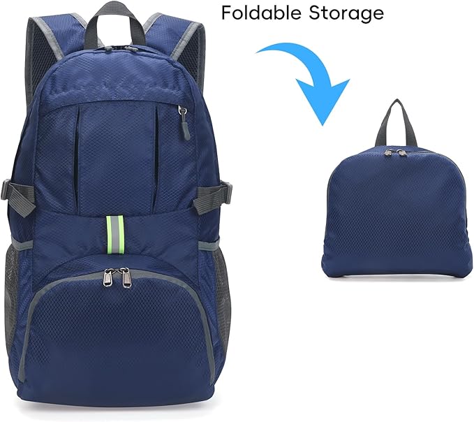 Yaopeing Lightweight Backpack,25L Foldable Hiking Packable,Water Resistant Travel Outdoor Shoulder Bag for Woman Men,Blue