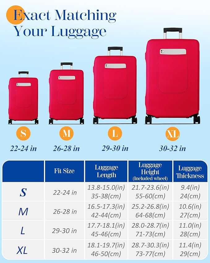 Slohif Luggage Cover for Suitcase Tsa Approved Protector - Luggage Sleeve Suit Case Cover Travel Stretch Large Baggage Case Protective Washable Fit 30-32 Inch Wine Red