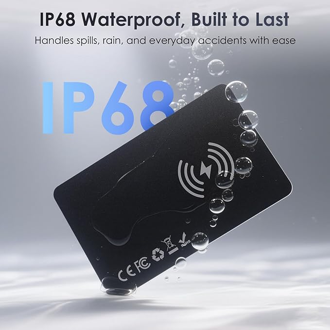 Wallet Tracker Card Air-Tag (iOS Only) - Work with Apple Find My, Bluetooth Tracker Smart Card Wallet Finder, 0.08in Slim, IP68 Waterproof, Item Locator for Luggage Tags, Passports, Purse