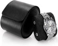 Leather Travel Watch Case, Single Watch Gift Box with Pillow, Portable Jewelry Watch Storage Roll Organizer Carrying Case for Display, Men, Women, Luxury Black