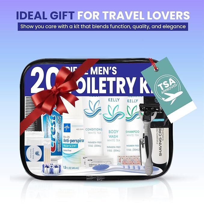 Trektote Bulk Hygiene Kit For Men And Women – (50 Pack) 20 Piece Set Of Travel Size Toiletries, TSA Compliant, Bulk Travel Essentials, Includes Shampoo And Conditioner, Body Wash, Toiletry Bag & More