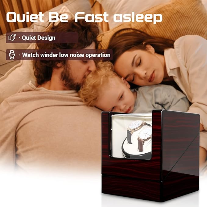 Uten Automatic Watch Winder Box Luxury Wooden Watch Storage Case, Double Watch Winder with Quiet Motor 4 Rotation Mode for Father's Day Gift for Him, Birthday Gift. Red