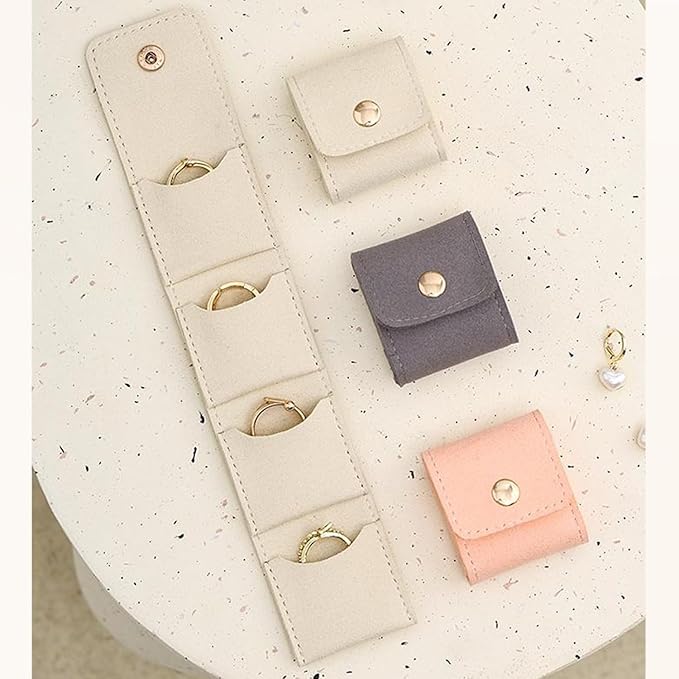 Mini Travel Jewelry Bag, 2025 New Travel Jewelry Case Organizer, Portable Foldable Compartment Auxiliary Mini Travel Jewelry Roll Bag With Buckle For Small Jewelry Earrings, Rings, Necklaces (D)