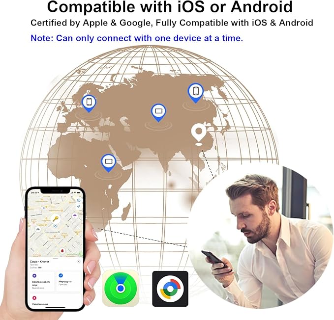 Air Tracker Tags for Android or iOS,Dual System Smart Tags,Keys Finder and Item Locator for Keys,Smart Tracking Tag,Compatible with iOS Find My or Google Find Hub App,Luggage,Backpack,Bags and More