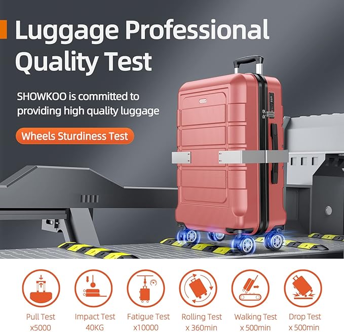 SHOWKOO Luggage Sets Expandable PC+ABS Durable Suitcase Sets Double Wheels TSA Lock Rose Gold 3pcs