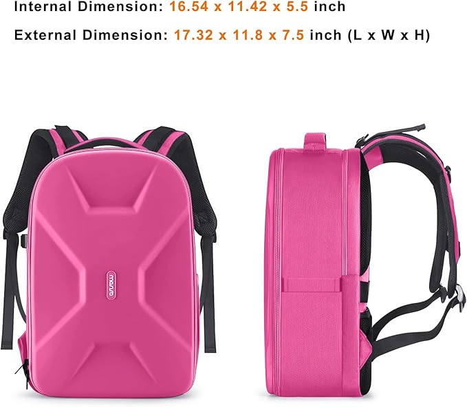 MOSISO Camera Backpack, DSLR/SLR/Mirrorless Photography Camera Bag 15-16 inch Waterproof Hardshell Case with Tripod Holder&Laptop Compartment Compatible with Canon/Nikon/Sony, Rose Red