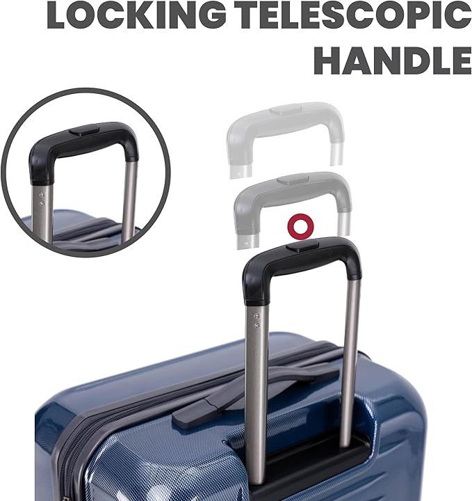Spyder Rails 29 Inch Expandable Hardside Upright Suitcase with 360° Spinner Wheels, TSA Approved Lock, Navy