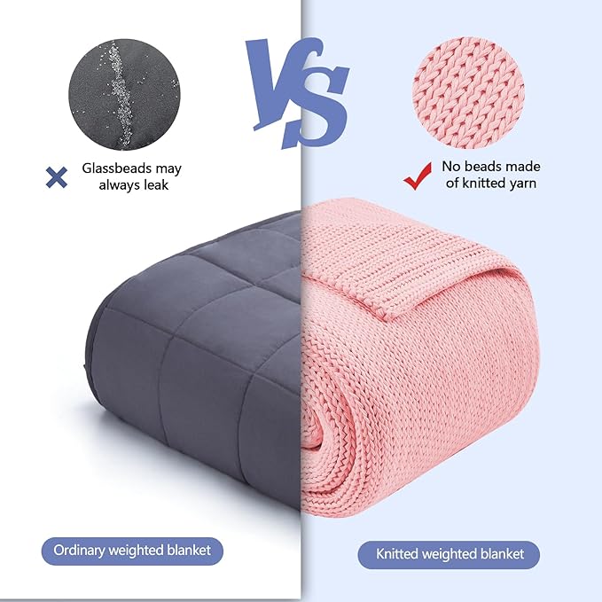 L'AGRATY Knitted Weighted Blanket - 50"x60" 10lbs Cooling Chunky Knit Heavy Blanket for Adults Braided Crochet Throw Thick Cable Yarn Knit Decorative No Beads Evenly Weighted Machine Washable