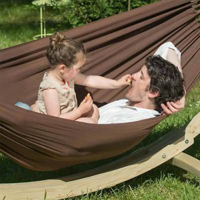 ANYOO Cotton Hammock Portable Camping Hammocks for Hanging Sturdy Garden Comfortable Fabric Hammock with Tree Straps Up to 660lbs with Travel Bag for Camping Outdoor/Indoor Patio Backyard