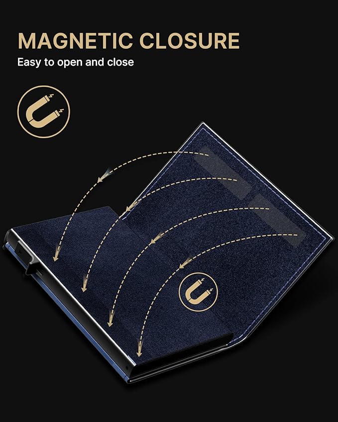 typecase Mens Wallet Card Holder for AirTag: Leather Smart Wallet for Men Compatible with Apple Air Tag, RFID Blocking, Slim, Minimalist - 9-14 Card Capacity | ID Window | Cash Slot (Navy)