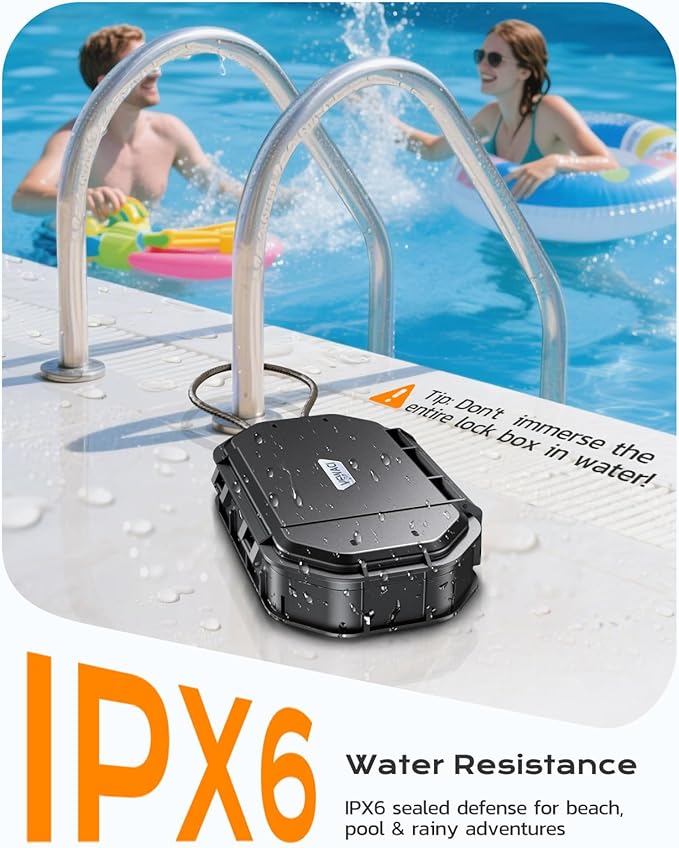 Portable Travel Safe Lock Box Waterproof & Durable, 4-Digit Combination Anti-Theft Personal Beach Safe with Removable Steel Cable, Small Security Case Lock Box for Beach/Travel/Hotel/Dorm