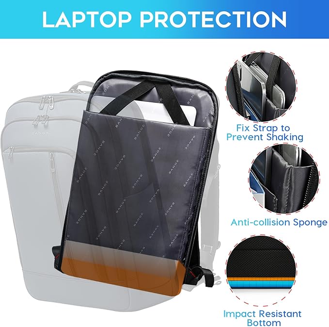 BANGE 28L Slim Laptop Backpack for Men & Women, 15.6 Inch Business Backpack, Lightweight Travel Backpack, Waterproof Work Commuter Backpack, Hiking Daypack for Office, Outdoor, and Daily Use