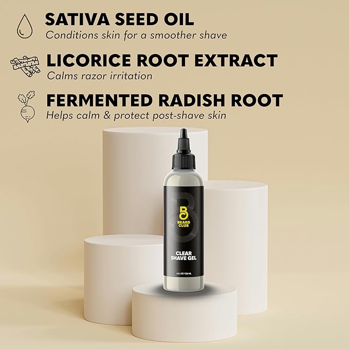 Beard Club Straight Razor for Men & Premium Shaving Gel for Men – Hydrating Mens Shave Cream for Sensitive Skin & Navajas Para Barbero - Barber Straight Edge Razor Kit, 5 Blades, Cedar Scent Gift Kit