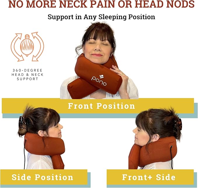 Pono Neck Cradle Travel Pillow: Memory Foam, Ergonomic 360° Adjustable Support, Prevents Neck Pain/Head Nods. Infinity Shape Fits All Adults. Foldable Design for Easy Portability (Twilight Slate)