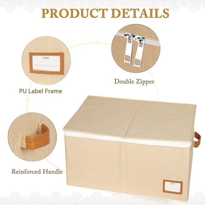 Wedding Dress Storage Box, Wedding Dress Preservation Box with Lid, Foldable Acid-Free Organizer with 1 Pair of Microfiber Gloves and 20 Sheets of Acid-Free Paper (1, Large)