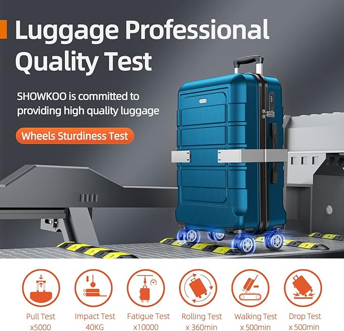 SHOWKOO Luggage Sets Expandable PC+ABS Durable Suitcase Sets Double Wheels TSA Lock Sea Blue 3PCS