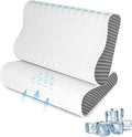 Memory Foam Pillows 2 Pack Neck Pillow - Neck Support Pillow for Pain Relief, Ergonomic Cervical Pillow for Sleeping, Orthopedic Contour Bed Pillow for Side, Back, Stomach Sleepers,Grey