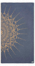 Sand Cloud Turkish Beach Towel - Sand Free - 100% Organic Turkish Cotton Yarn - Quick Dry Towel for Beach, Picnic, Blanket or Bath Towel - As Seen on Shark Tank - Flower Mandala Navy