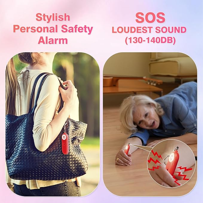 Personal Safety Alarm for Women - 130dB Self Defense Keychains Siren Whistle, Replaceable Battery with SOS LED Strobe Light - Emergency Security Safe Protection Devices for Kids Elderly