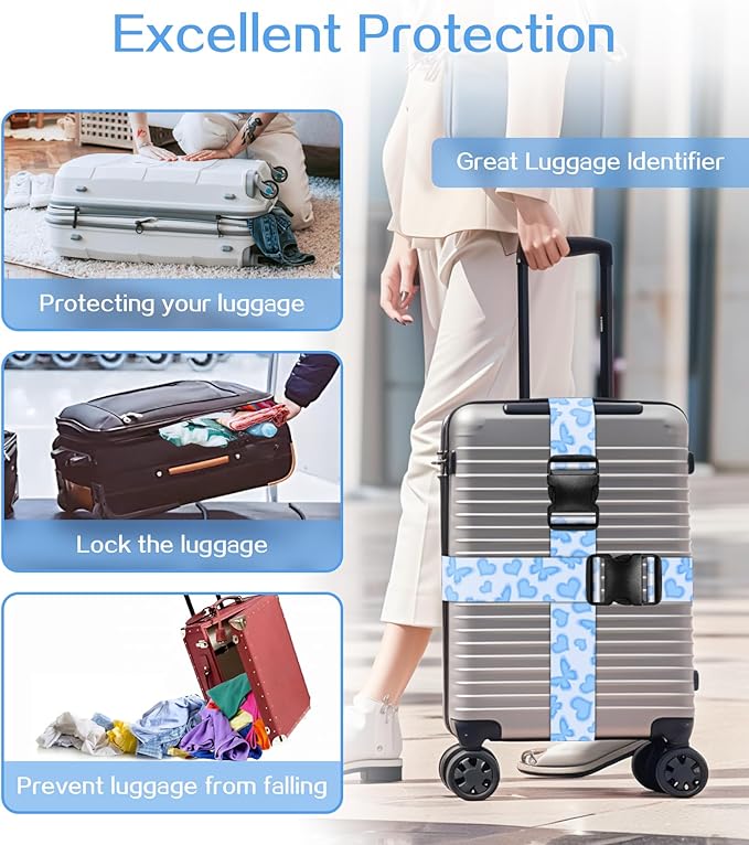 Luggage Straps for Suitcases Travel Belt Luggage Band Heavy Duty Traveling Luggage Identifier Cute Women Girls Unique Accesory,