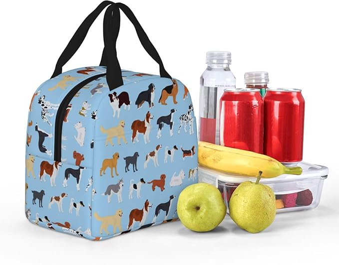 Cute Dog Lunch Box Puppy Lunch Bag Insulated Reusable Lunch Tote Bag Cooler Tote Bag for Men Women