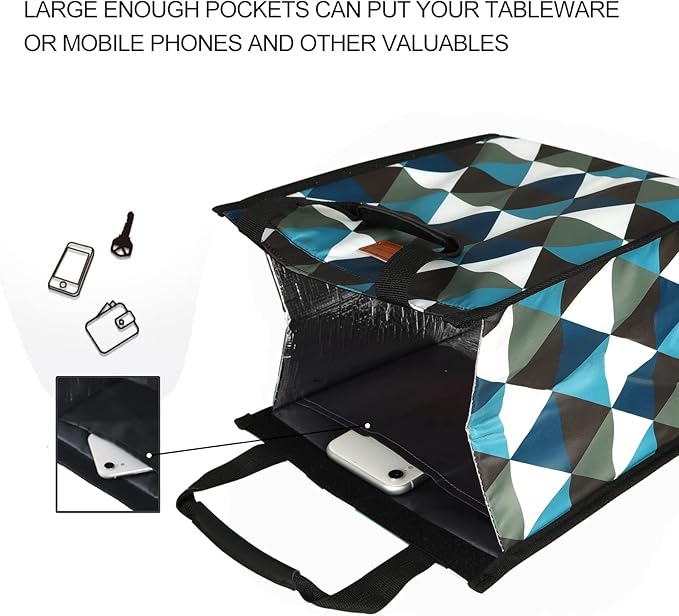 Lunch Bags for Women Insulated Reusable Lunch Tote with Internal Pocket, Lunch Tote bag for Work（Triangle）