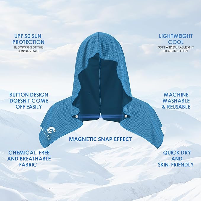 3 Pack Cooling Hoodie Towels for Neck and Face, UPF 50 Sun Protection & Instant Cooling, Ice Towels for Hot Weather, Soft Breathable Towel for Sport, Work Out, Gym, Camping & More Activities