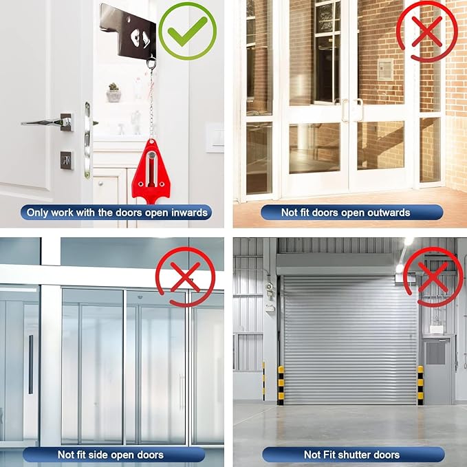 KERUI Upgraded Door Stop Alarm with Portable Door Lock, 120dB Siren Security Door Stopper Wedge Alarms for Travel Hotel Home Apartment, Door Stopper Alarm with 3 Levels Sensitivity (Pack of 4)