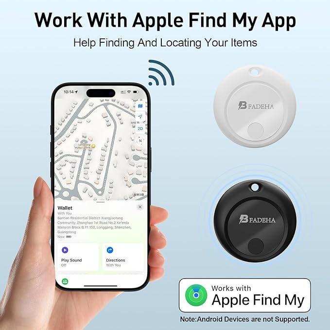 2025 [Apple MFi Certified] (iOS Only) Bluetooth Tracker Smart Finder for Apple Find My, iPhone Card Wallet Finder GPS Tracker, 5-10 Years Battery, Keys Finder and Item Locator for Keys, Bags, Passport