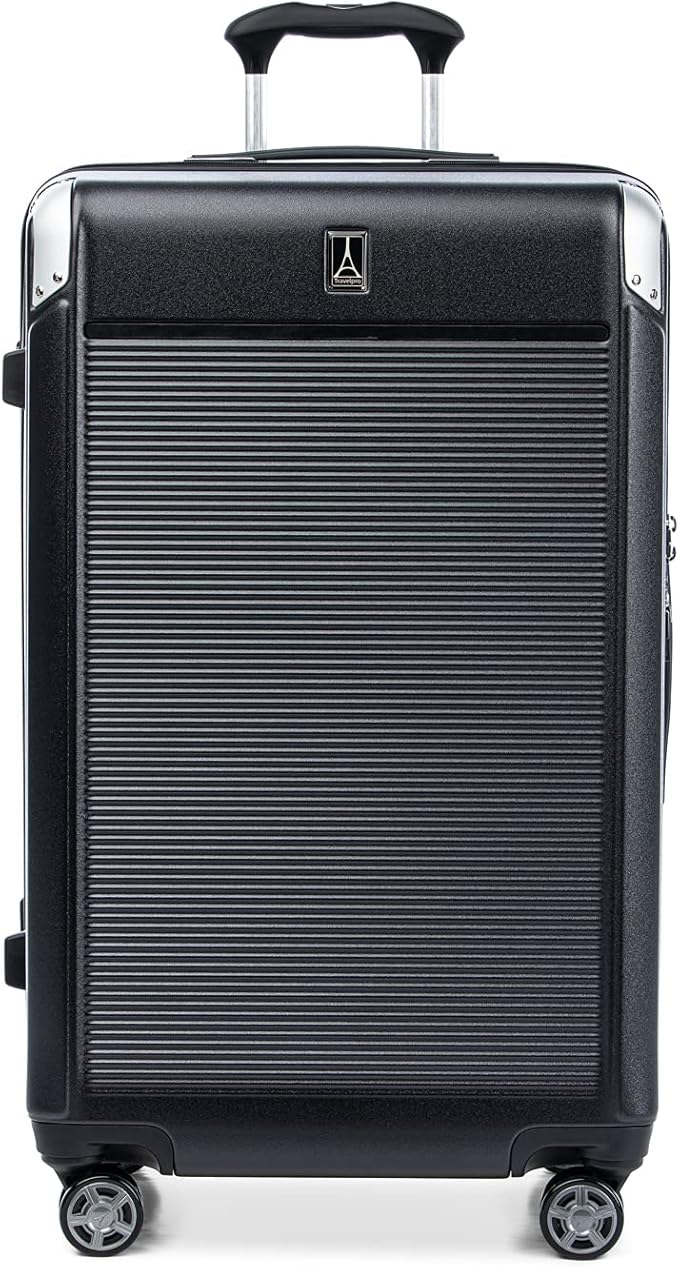 Travelpro Platinum Elite Hardside Expandable Checked Luggage, 8 Wheel Spinner, TSA Lock, Hard Shell Polycarbonate Suitcase, Shadow Black, Checked Large 28-Inch