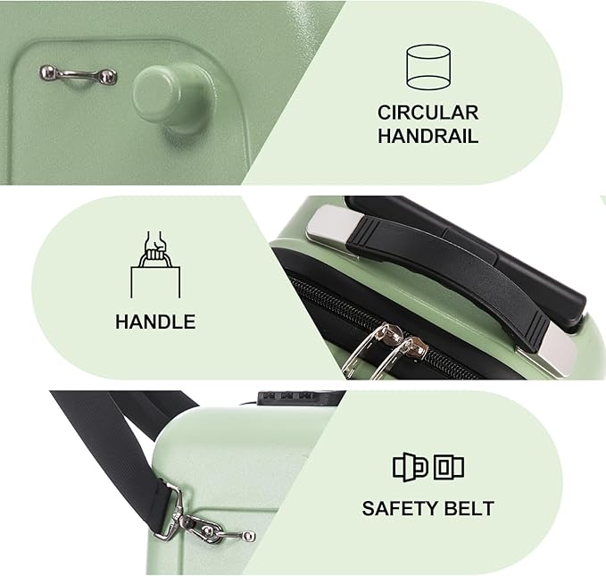 Apelila 22 inch Ride on Suitcase for Kids Travel Trolley Luggage with Spinner Wheels for Child with Combination Lock/Safety Belt/Telescoping Handle (Green)
