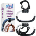 Stroller Hooks for Hanging Diaper Bags - Mommy Stroller Clip and Stroller Accessories Organizer Hook - Large Carabiner Clips for Mom Purse Shopping Grocery Bag and Accessory - (2 Pack) (Foldable)