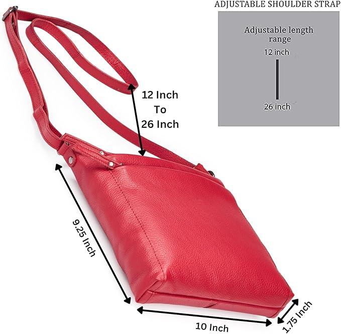 Small Soft Genuine Leather Crossbody Purse Women’s Sling Crossover Shoulder Travel Handbag with Triple Zipper