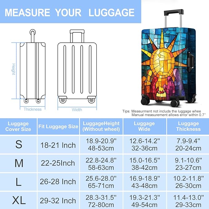 Luggage Cover Washable Suitcase Protector Anti-scratch Suitcase cover Fits 20-34 Inch Luggage (Sun, XL(32-34inch suitcase))