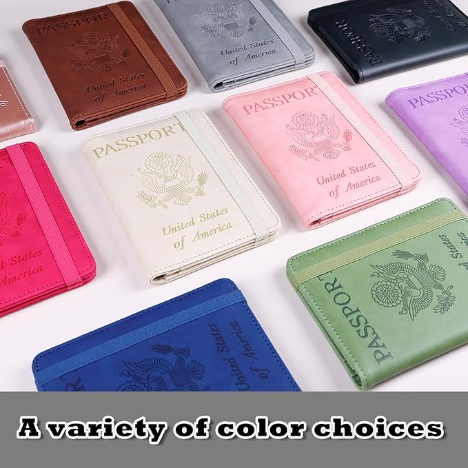 Melsbrinna Premium Leather Passport Holder Covers Case, Waterproof Rfid Blocking Travel Wallet Passport Holder with Pen Holder, Cute Passport Book for Women/Men